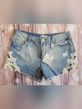 Crochet Jean Shorts NWT
